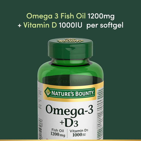 Omega-3 D3 1200mg D3 1000IU 90 Nature's Bounty + Fish Oil / Vitamin softgels