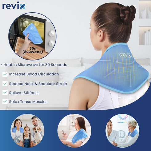 REVIX XL Neck Ice Packs for Injuries, Reusable Hot and Cold Compress for Neck and Shoulders Pain, 2 Packs.