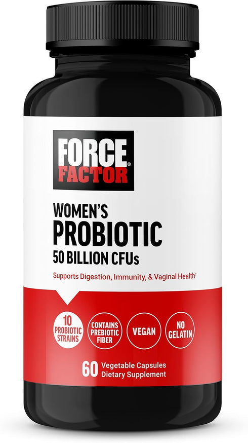 FORCE FACTOR Probiotic for Women - 50 Billion CFU - 60 Capsules for Digestive & Vaginal Health