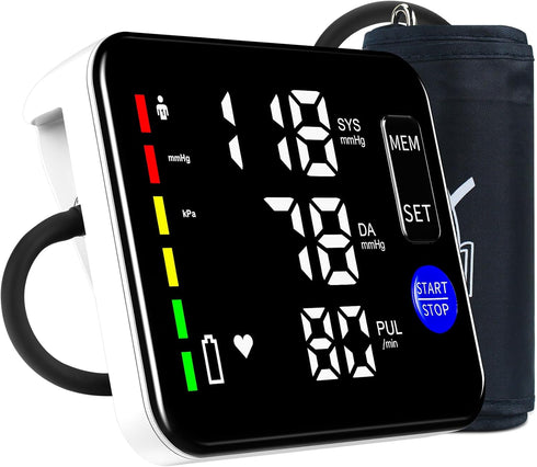 Blood Pressure Monitor Upper Arm - Rechargeable Home Use BP Machine with Large LED Screen and Talking Function