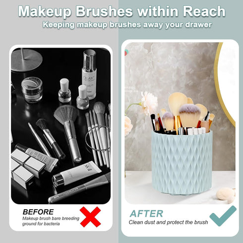 WAFJAMF Makeup Brush Holder, 360 Rotating Storage Cup for Vanity, Bathroom Countertop, 5 Slot Container