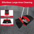Set 51" Broom with Dustpan Combo and Silicone Air Broom Kit, Long Handle Floor Squeegee, Red Household Kit for Glass