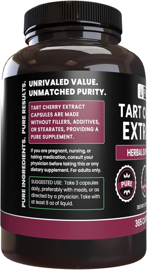 PURE ORIGINAL INGREDIENTS Tart Cherry Extract (365 Capsules) - No Magnesium or Rice Fillers, Always Pure, Lab Verified