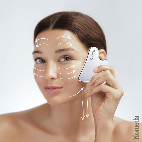 Stainless Steel Gua Sha Facial Tools, Lymphatic Drainage Massager, Metal Guasha for face | Washa, Gusha, Guacha Face