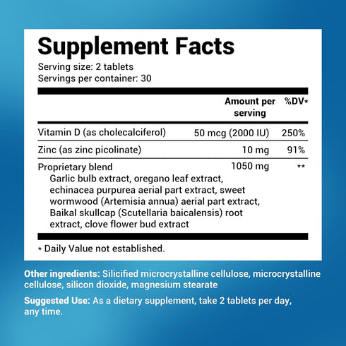 Dr. Berg Emergency Immune Support with Echinacea, 60 Tablets, Herbal Extracts with Vitamin D & Zinc