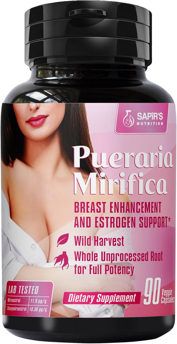 Sapir's Nutrition Pueraria Mirifica Capsules 2000mg Daily - Breast Enhancement Pills and Estrogen Supplement