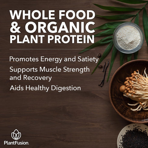 SOTRU Organic Vegan Protein Powder, Vanilla, 18.5 oz, 21 Servings, Plant Based with Superfoods
