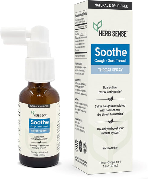 Sore Throat Spray, Allergy Cough Inflammation Relief, Daily Immune Support with Natural Slippery Elm & Echinacea