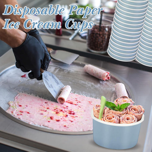 Maxdot 60pcs 3oz Frozen Dessert Cups, Disposable Ice Cream Cups, Paper Yogurt Bowls, for Hot and Cold Foods, Suitable