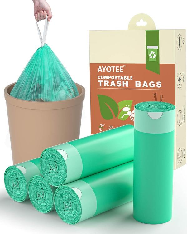 1.2 Gallon Drawstring Trash Can Liners, 125 Counts Small Compostable Bags for Home Kitchen Office