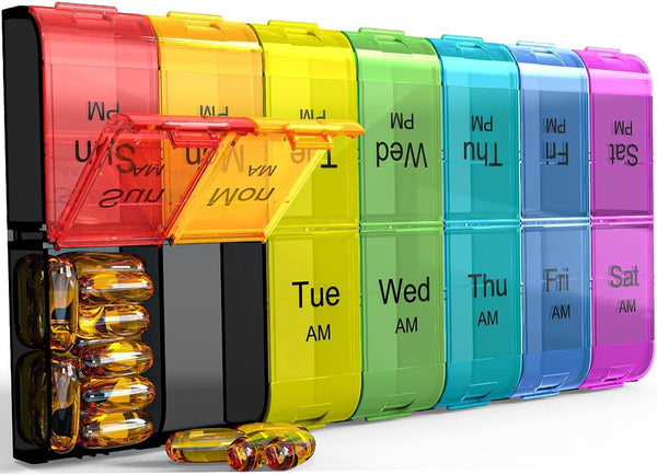 Colorwing Extra Large Pill Organizer 2 Times a Day, Weekly XL AM PM Pill Case, Oversized Daily Medicine Pill Organizer