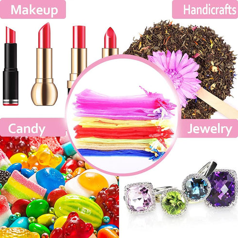 LYSXP 100 Pcs Organza Bags, 4x6 Inches, Random 10 Colors, Drawstring Favor Pouches for Gifts, Weddings