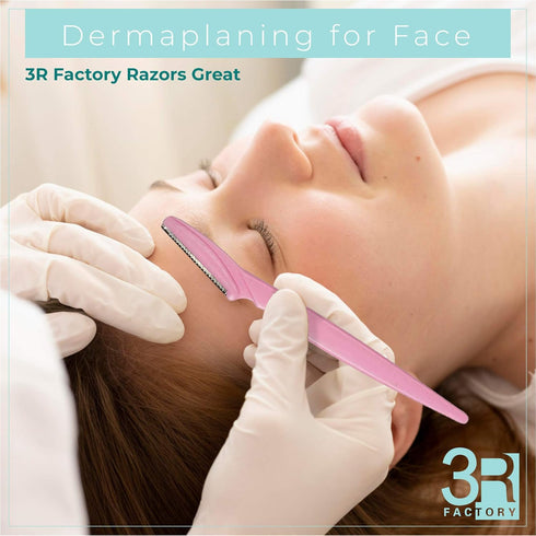 Ladies Shaving Razors - 3R Factory Eyebrow Razors for Women, Face & Neck, Safety Cover (Packs of 6)