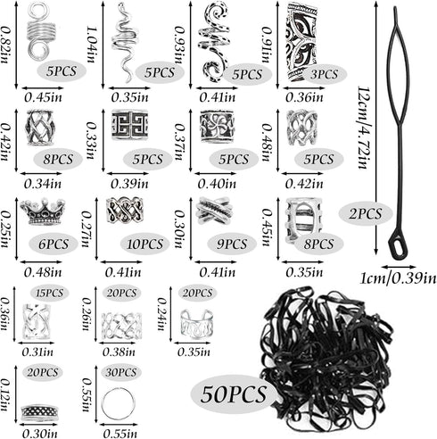NAISKA 231Pcs Vikings Hair Beads Jewelry - Norse Runes Hair Beard Beads, Dreadlocks Accessories & Clips