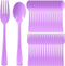 wlilupah 100 Pcs Disposable Cutlery Set 50 Plastic Forks and 50 Plastic Spoons