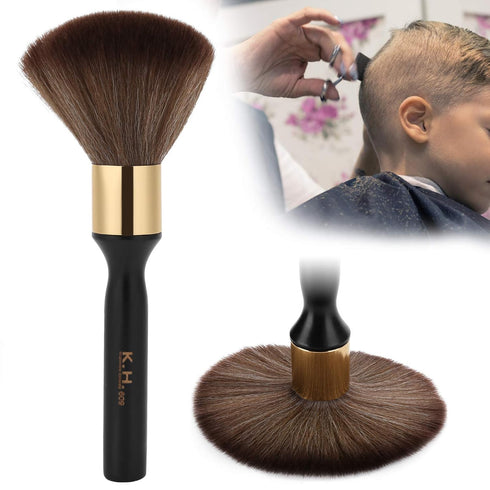 Professional Barber Neck Hair Duster Brush, Ultra Soft Gentle Fiber with Wooden Handle, Large Hair Cutting Brush, Black
