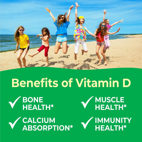 Kids Vitamin D 1000 IU Chewable Tablets, 120 Chewables - Tasty Natural Orange Flavor, Vegan & Gluten Free