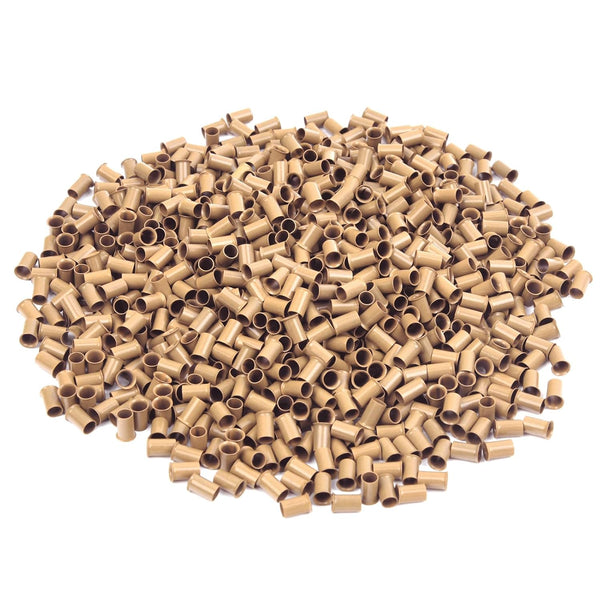 Vlasy Micro Rings Links Beads, 3.4mm Non-Silicone Copper Tubes Microbead for I-Tip Hair Extensions (1000Pcs, Light