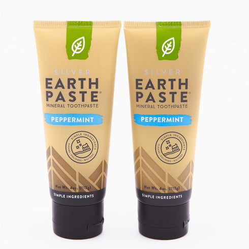 Redmond Earthpaste w/Silver, Natural Non-Fluoride Toothpaste, 2 Pack (Peppermint)