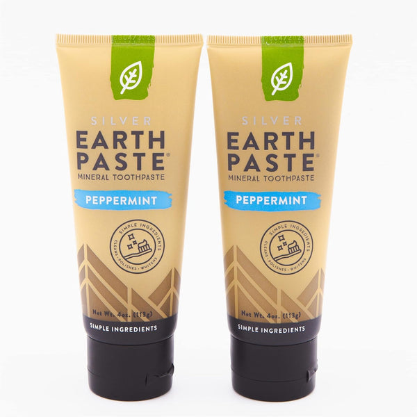 Redmond Earthpaste w/Silver, Natural Non-Fluoride Toothpaste, 2 Pack (Peppermint)