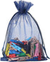 HRX Package 100pcs Organza Gift Bags Navy Blue, 4 x 6 inch Mesh Jewelry Pouches for Small Sample Christmas Candy