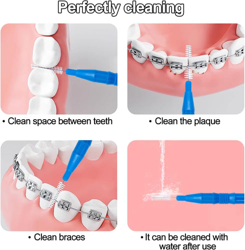 Quacc 50pcs Soft Interdental Brush Flossers, Blue, Oral Flossing Head Tooth Cleaning Tool for Effective Dental Care