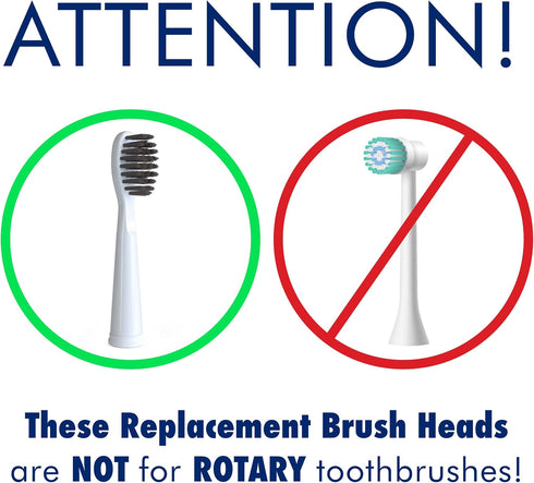 Replacement Electric Toothbrush Heads for Fairywill, Sonic-FX, SnapWhite, Pack of 8, Soft Nylon Charcoal Bristle