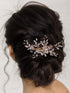 SWEETV Light Rose Gold Rhinestone Wedding Clip Bridal Comb Barrette - Handmade Flower Head Pieces for Women