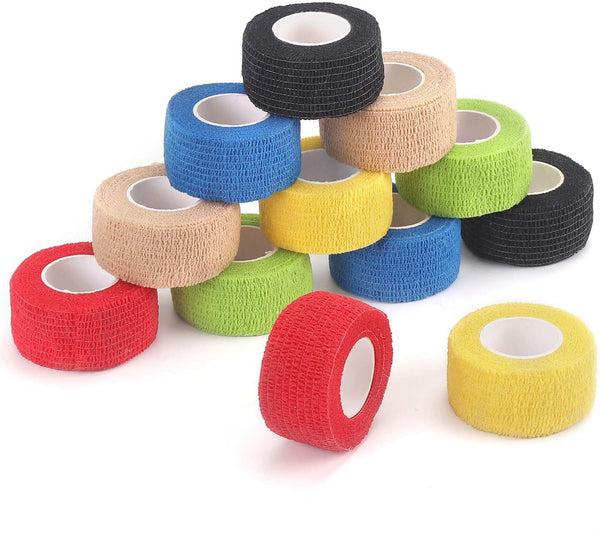 Self Adherent Wrap Tape Medical Cohesive Bandages, Flexible Stretch Athletic First Aid Tape, Colorful 12 Pack