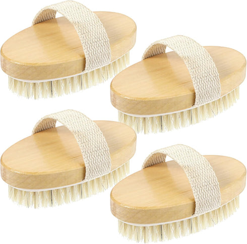 4pcs Dry Brushing Body Brush, Natural Bristle Exfoliating Brush for Flawless Skin