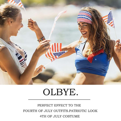 Olbye 4th of July Headbands - USA Patriotic Hair Accessories, American Flag Wide Knotted Turban Headband