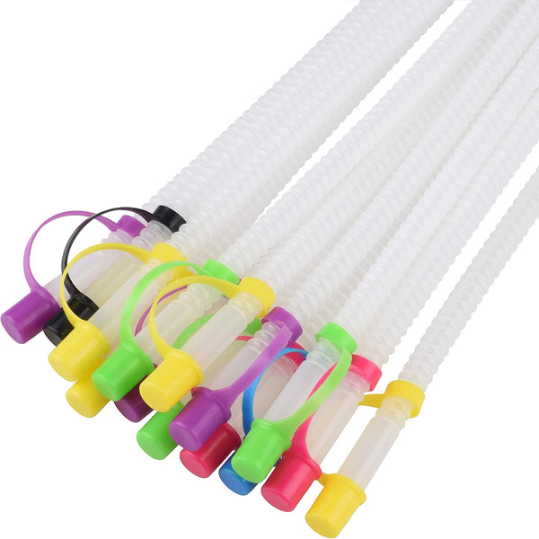 Bendable Straws with Covers Cap - 11 inch Long Flexible Straws, Bendy Drinking Straws Reusable with Covers Cap,