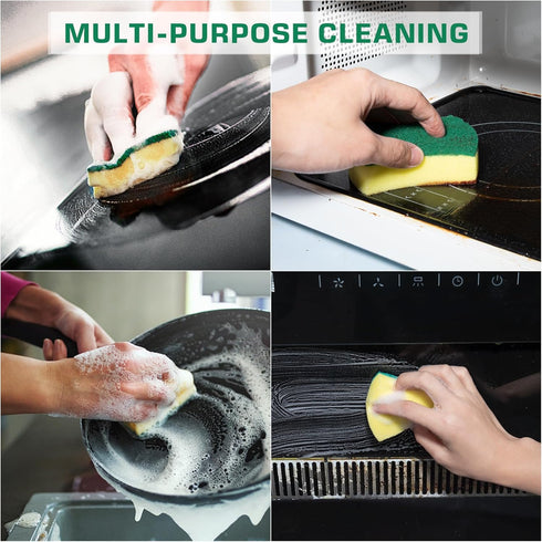 Kitchen Cleaning Sponges, 96 Pack Eco Non-Scratch for Dish and Scrub Sponges.