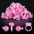 Pretty Memory Glue Rings for Eyelash Extensions, 100PCS Blooming Lash Glue Holder, Pink Volume Fanning Cup