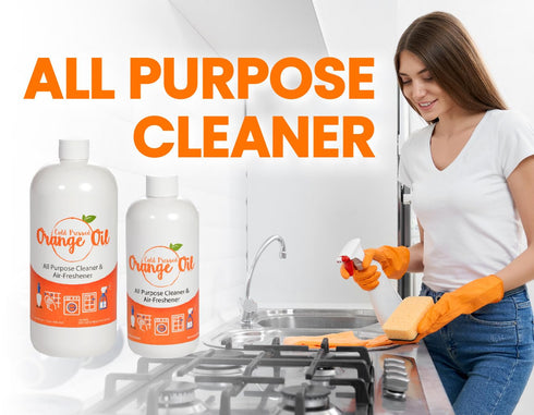 Premium Cold Pressed Orange Oil Concentrate - 32 oz (D-Limonene) - All-Natural Citrus Cleaner and Degreaser