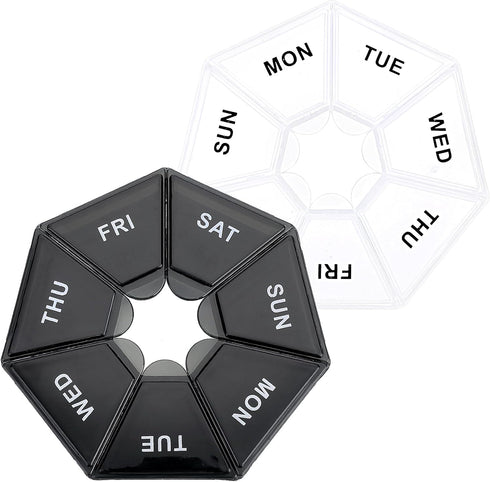 Sibba 7 Day Pill Organizer, 2 Pcs Medicine Pill Box, Daily Pill Holder,