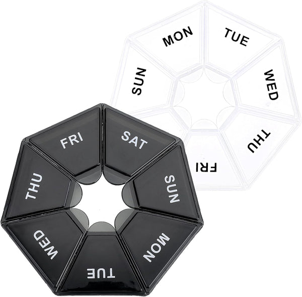 Sibba 7 Day Pill Organizer, 2 Pcs Medicine Pill Box, Daily Pill Holder,