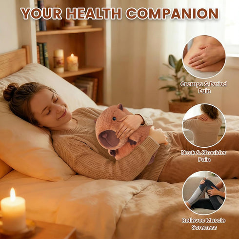 SuzziPals Heatable & Coolable Capybara Plush, Microwavable Stuffed Animal Heating Pad for Soothing & Relaxation