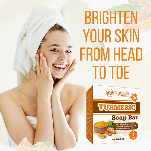 Turmeric Soap Bar for Face & Body, All Natural Turmeric Skin Soap, 4 Oz Bar for All Skin Types