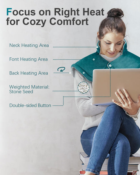 Heating Pad for Neck and Shoulder Pain Relief, Large 17x23inch Electric Heating Pad, 6 Heat Settings, Auto Shut Off,