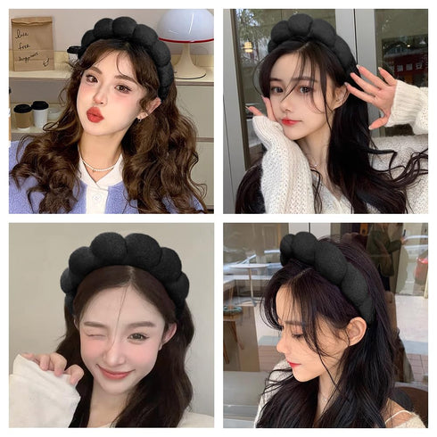 Spa Headbands for Washing Face or Makeup, Puffy Terry Cloth Hairband for Women, Skin Care Accessories