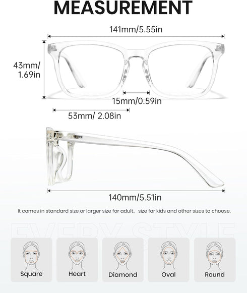 Cyxus Blue Light Glasses for Men and Women - UV Blocking, Reduce Eye Strain for Computer Screen, Model 8082