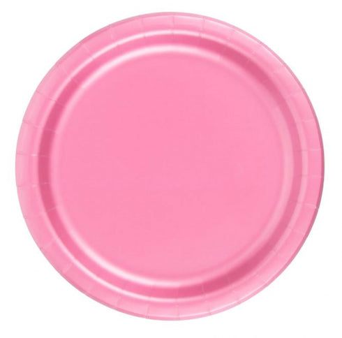 Party Favors Plus 24 Plates 9" Paper Dinner Lunch Plates Wax Coated - Pink