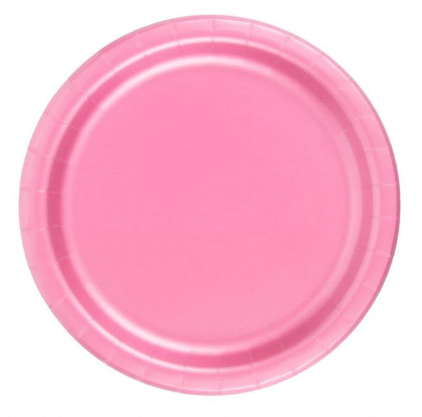 Party Favors Plus 24 Plates 9" Paper Dinner Lunch Plates Wax Coated - Pink