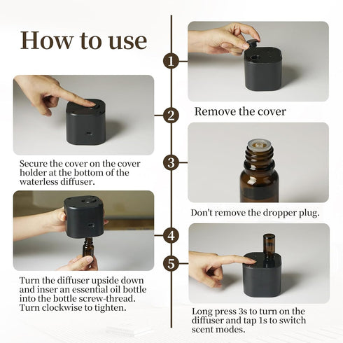Operated,3 400 3x10ml Scent Diffuser,Waterless Essential Oil Diffuser,Mini Portable Aroma Diffuser with Battery Mist
