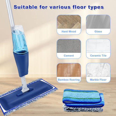 6 Pack Microfiber Cleaning Replacement Pad for Bona Mop, Washable Reusable for Hardwood Floor, 2 Deep Cleaning + 2
