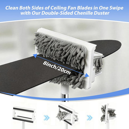 SOKINCLR 80'' Ceiling Fan Cleaner Duster with Extendable Long Handle Pole - Microfiber Chenille Pads for Blades