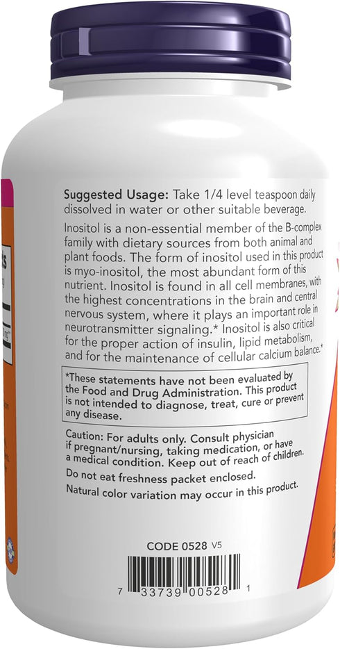 NOW Foods Inositol Powder Supplements, 8-Ounce, Neurotransmitter Signaling*, Cellular Health*