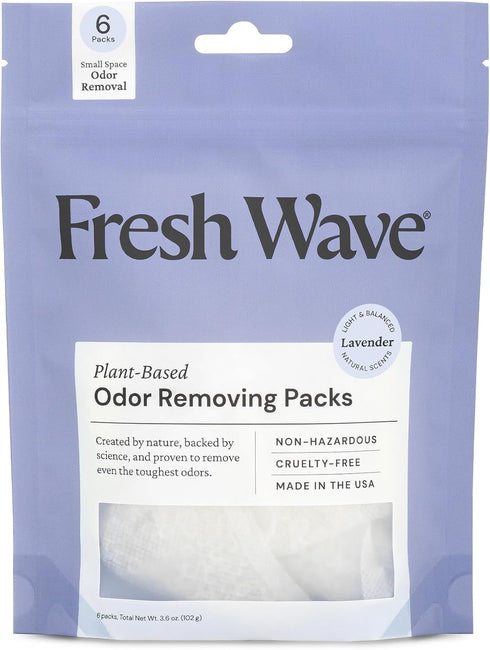 Fresh Wave Lavender Odor Eliminator & Deodorizing Packs | Bag of 6 | Natural Plant-Based Odor Relief