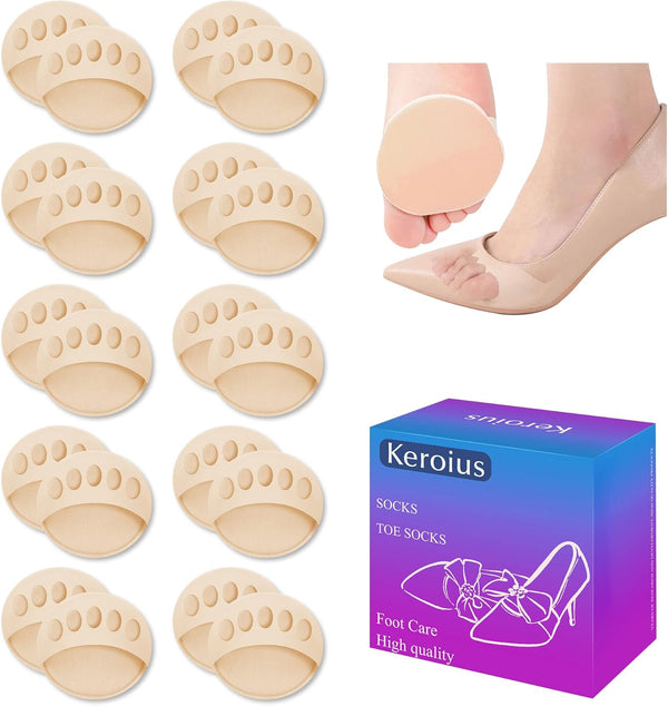 Invisible Breathable Honeycomb Fabric Ball of Foot Pads, Thickened Soft Metatarsal Cushions for Flats, High Heels, Pain